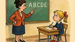 Banc: Învățătoarea: Să scrieți cu majuscule!