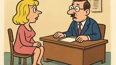 Banc: O blondă la un interviu...