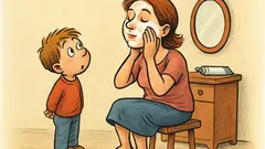 Banc: Copilul o întreabă pe mama despre cremă