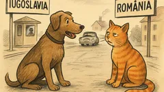 Banc: Un câine și o pisică emigrează