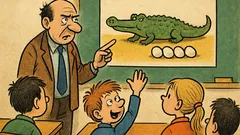 Banc: Profesorul, de ce crocodilul depune ouă?