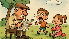 Banc: Bunicul iese cu nepoții la iarbă verde