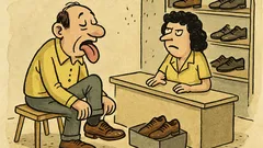 Banc: Un bărbat intră într-un magazin de pantofi