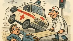 Banc: O ambulanță gonește pe străzi