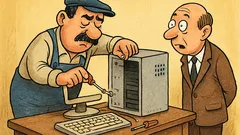 Banc: Un inginer strânge un șurub...