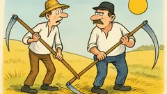 Banc: Gheorghe și Ion la coasă...