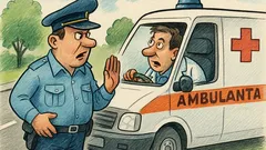 Banc: Un polițist oprește o ambulanță grăbită