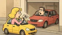 Banc: Blonda îl urmează până-n garaj