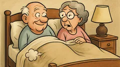 Banc: Un bătrân și soția merg la culcare