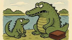 Banc: Un pui de crocodil îl întreabă