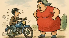 Banc: Un tip lovește o grasă cu motorul