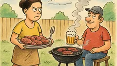 Banc: Când bărbatul „face” grătarul