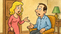 Banc: Blonda vine acasă de la medic...