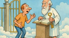 Banc: Un tip ajunge la porțile Raiului...