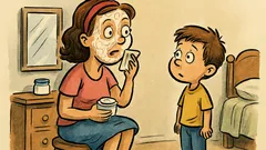 Banc: Un copil și crema mamei